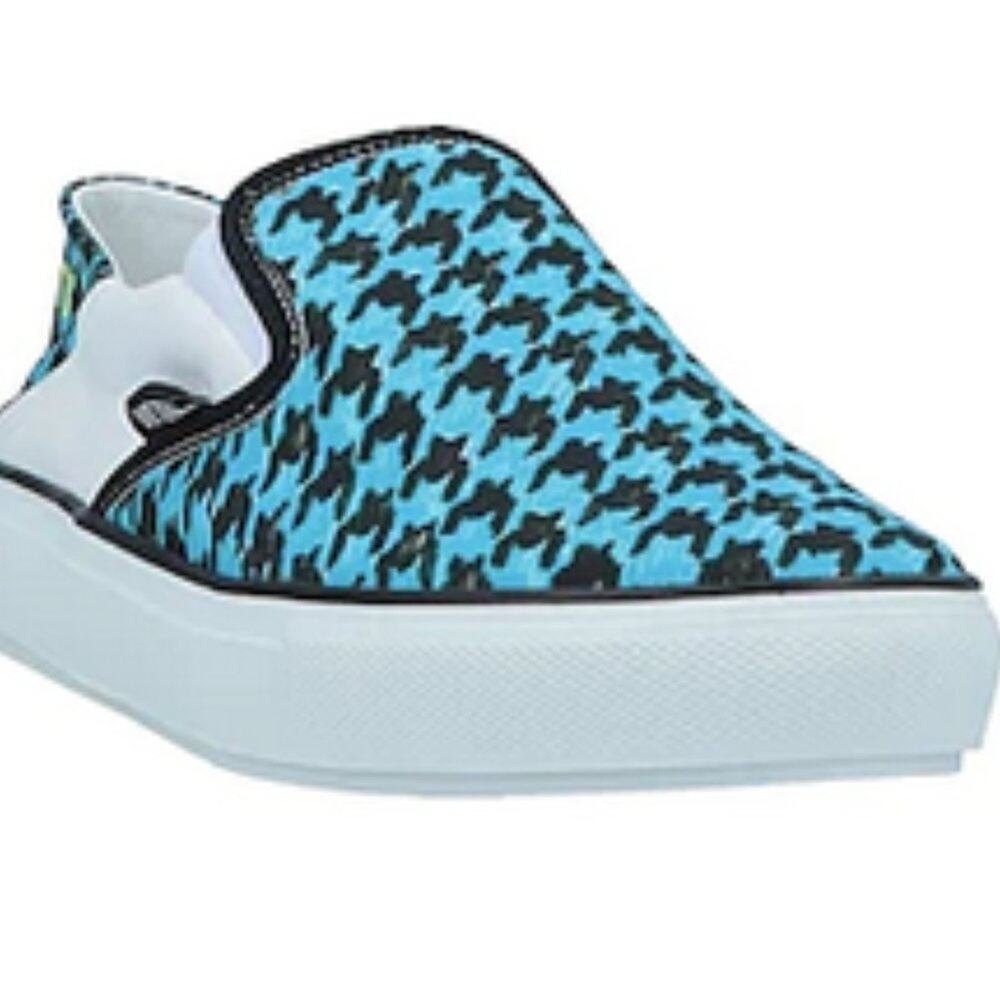 Vetements Baboush Blue houndstooth canvas slip on sneakers
